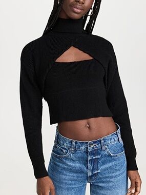 ASTR The Label Taissa Cut-Out Knit Set – Cami + Detachable Turtleneck Shrug